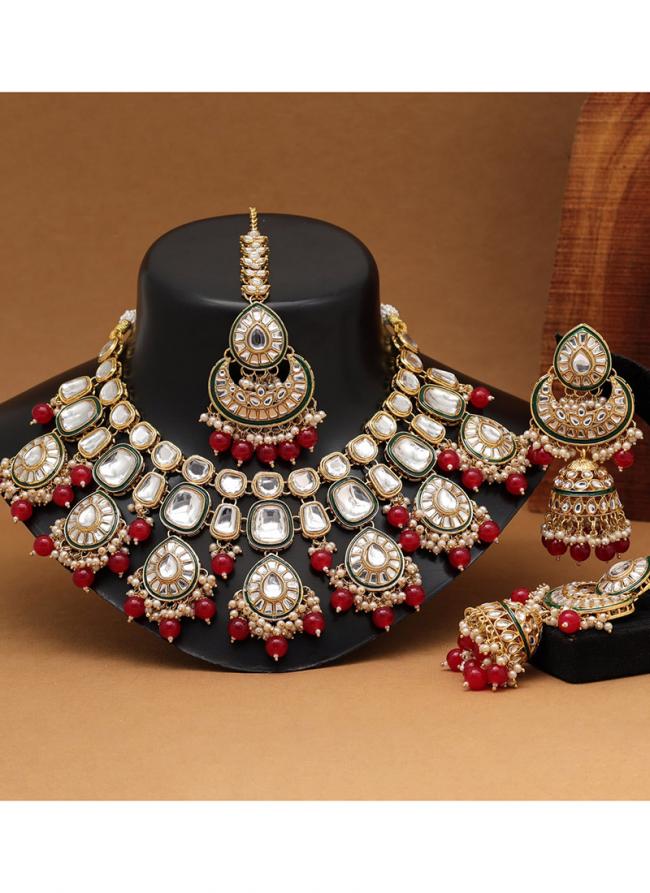   Wedding Wear  Red Color Kundan Necklace Set