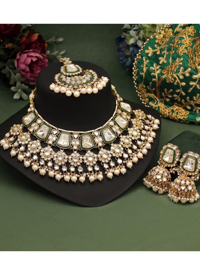   Bridal Wear  White Color Kundan Necklace Set