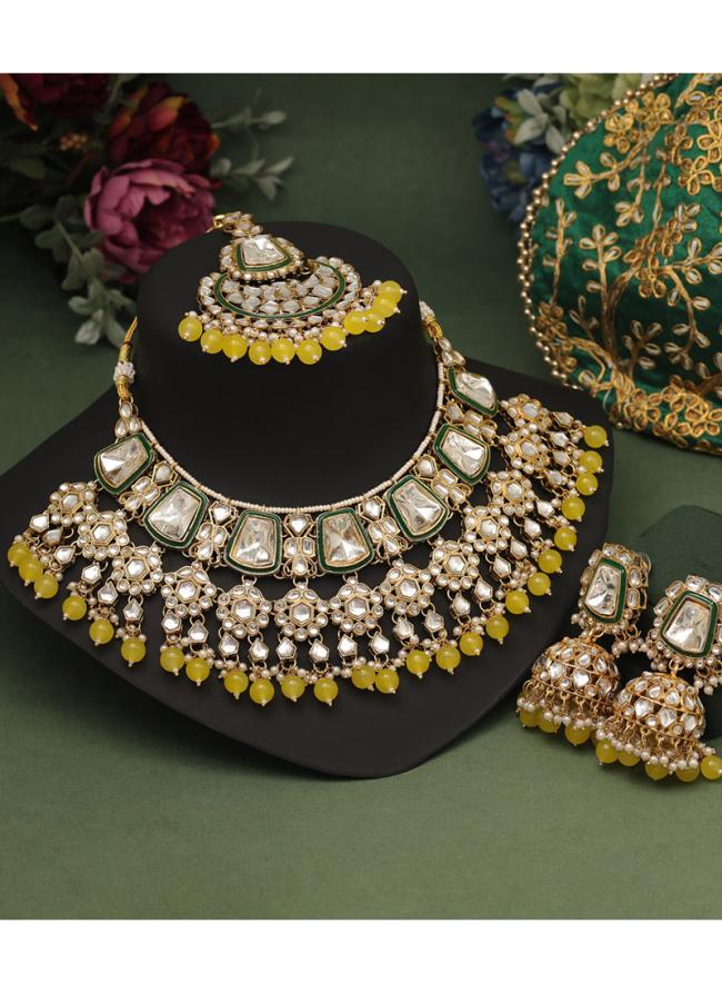   Bridal Wear  Yellow Color Kundan Necklace Set