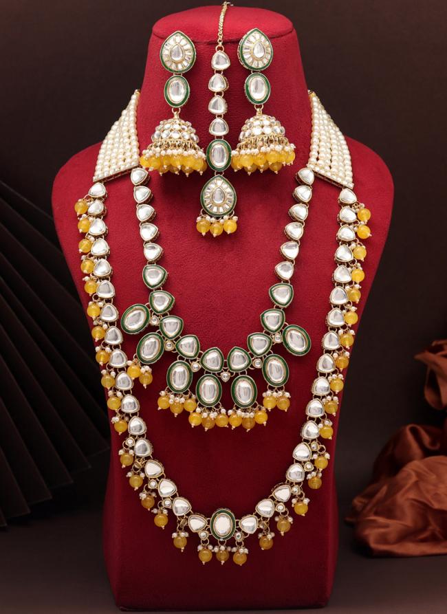   Bridal Wear  Yellow Color Kundan Necklace Set