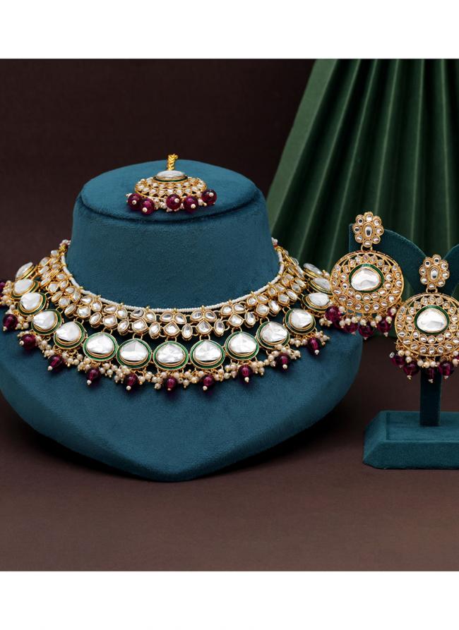   Wedding Wear  Purple Color Kundan Necklace Set