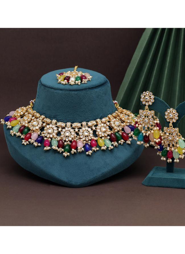   Wedding Wear  Multi Color Kundan Necklace Set