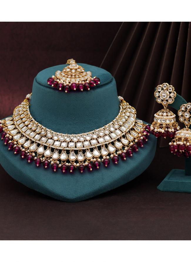   Bridal Wear  Purple Color Kundan Necklace Set