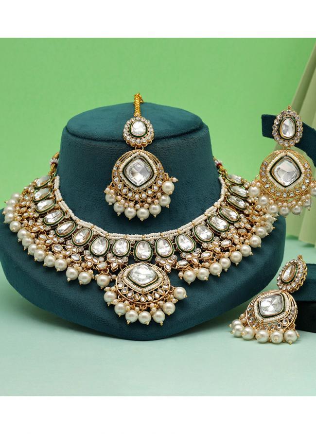   Bridal Wear  White Color Kundan Necklace Set