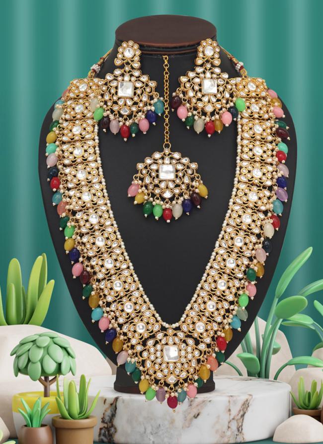   Bridal Wear  Multi Color Kundan Necklace Set