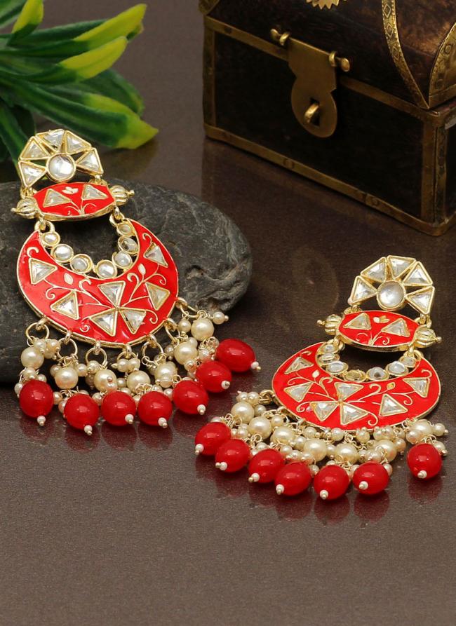   Festival Wear  Red Color Meenakari Earrings