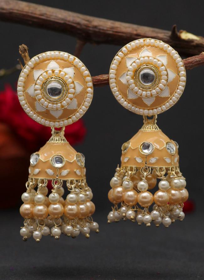   Festival Wear  Beige Color Meenakari Earrings