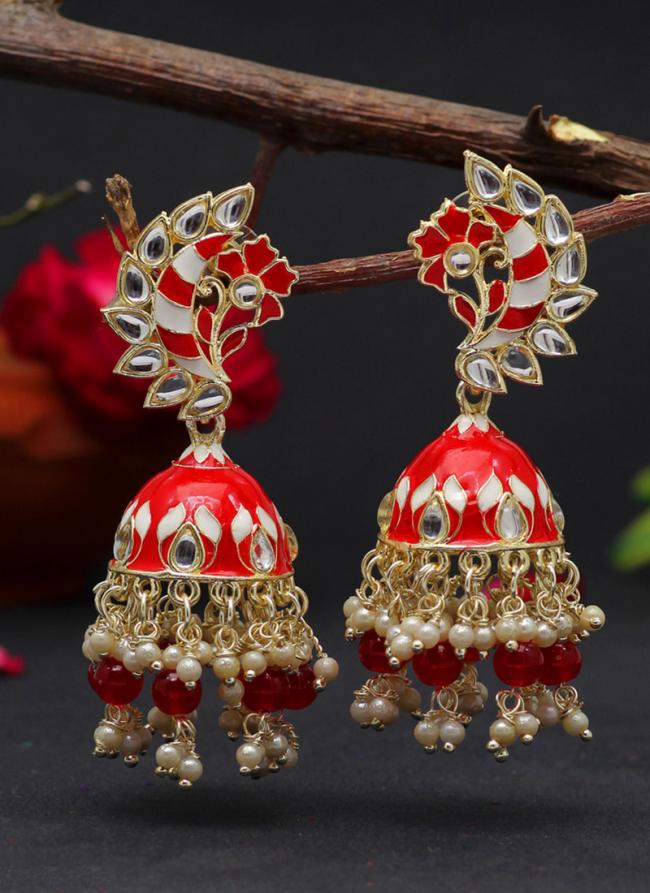   Festival Wear  Red Color Meenakari Earrings