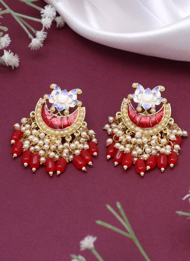   Festival Wear  Red Color Meenakari Earrings