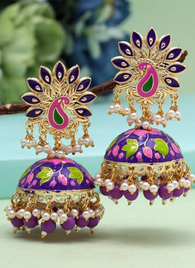   Festival Wear  Purple Color Meenakari Earrings