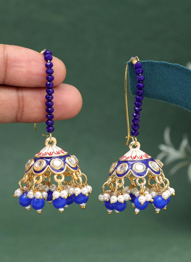   Festival Wear  Blue Color Meenakari Earrings