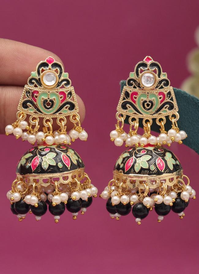   Party Wear  Black Color Meenakari Earrings