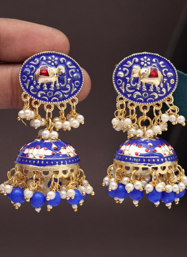   Party Wear  Blue Color Meenakari Earrings