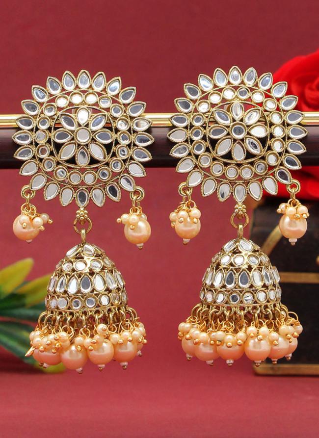   Wedding Wear  Gold Color Mirror Earrings