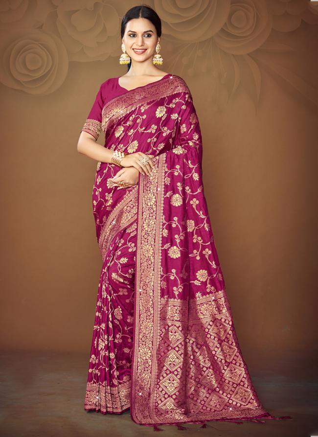 Silk Pink Festival Wear Zari Work Saree