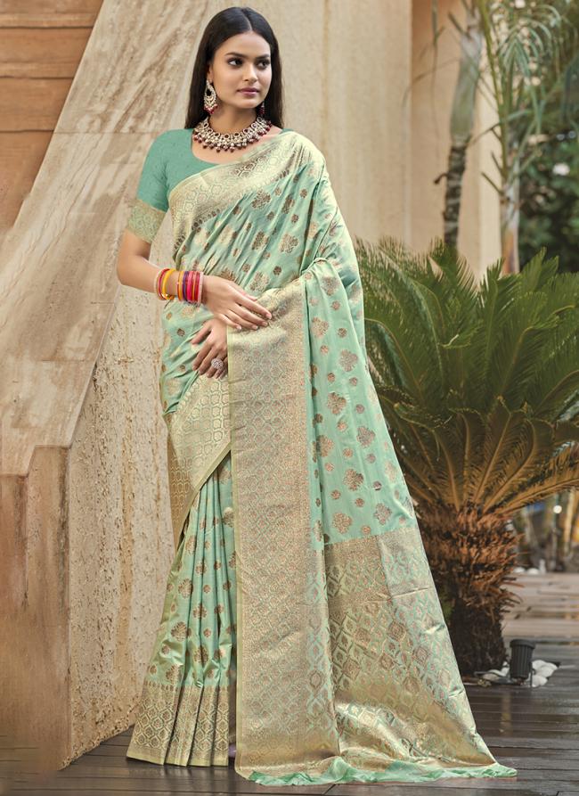 Silk Sky Blue Festival Wear Weaving Saree