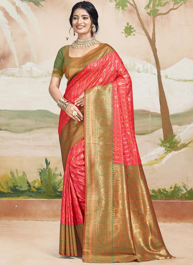 Silk Pink Festival Wear Weaving Saree