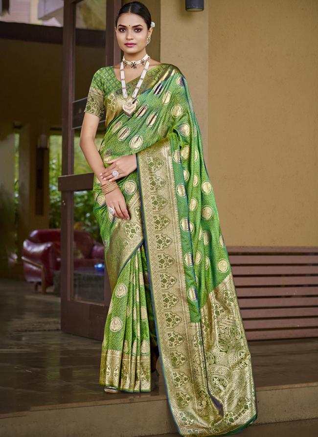 Silk Green Festival Wear Weaving Saree