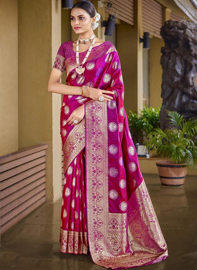 Silk Pink Festival Wear Weaving Saree