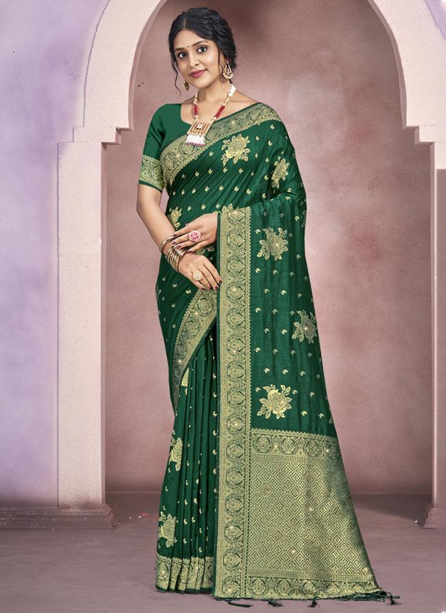 Silk Green Traditional Wear Weaving Saree