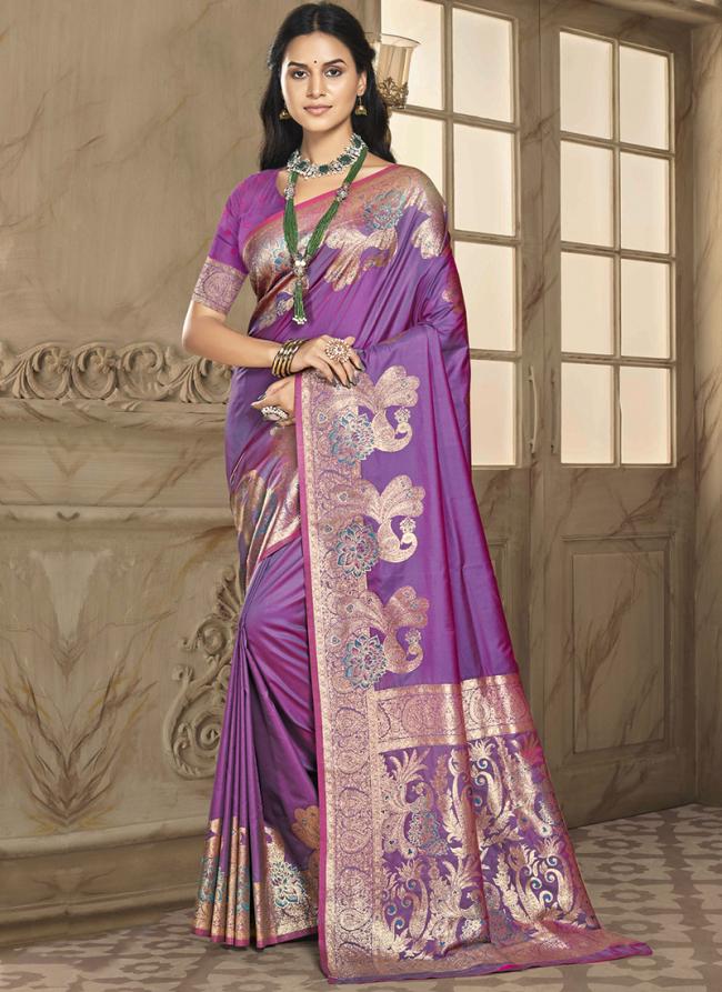 Silk Purple Festival Wear Weaving Saree