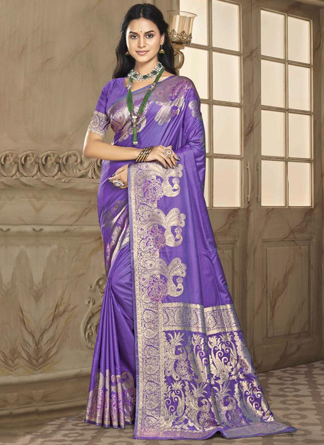 Silk Purple Festival Wear Weaving Saree