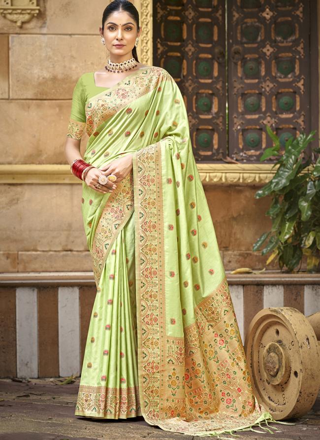 Silk Green Festival Wear Weaving Saree