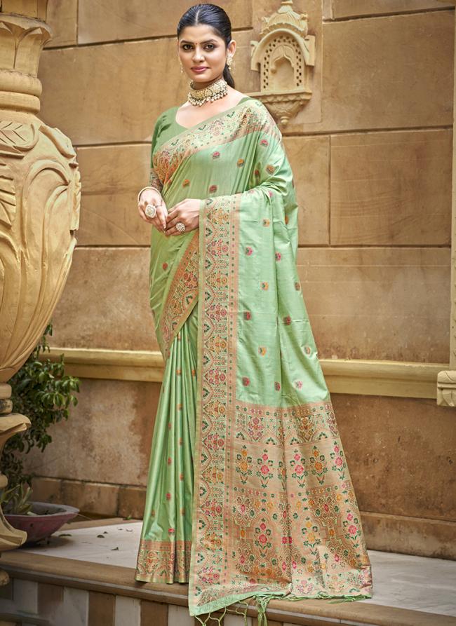 Silk Green Festival Wear Weaving Saree