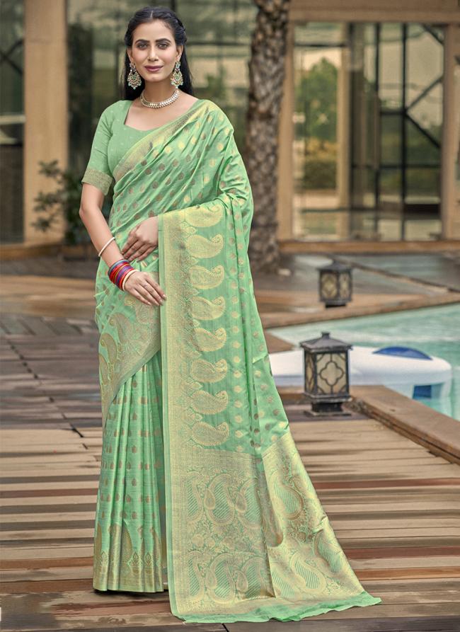 Silk Green Festival Wear Weaving Saree