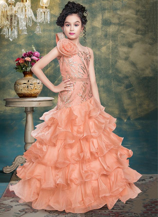   Party Wear  Peach Readymade Stylish Gown