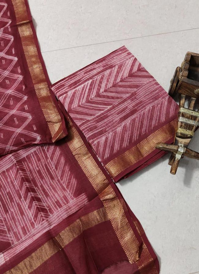 Maheshwari Silk Dark Pink Casual Wear Shibori Work Dress Material