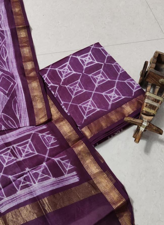 Maheshwari Silk Purple Casual Wear Shibori Work Dress Material